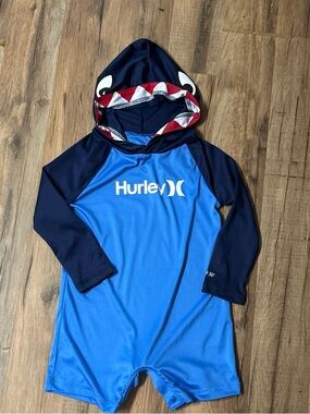 Hurley Blue Shark Hooded Rashguard One-Piece 18 m